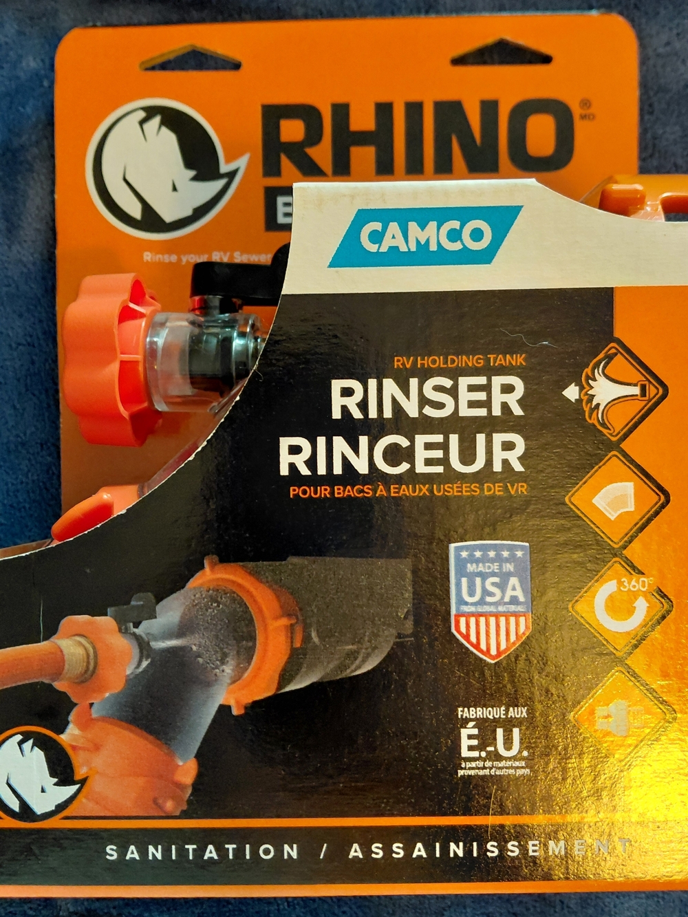 Camco 39082 Rhino Blaster Clear 45-Degree RV Holding Tank Rinser New